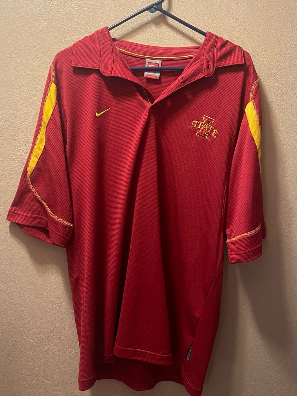 Nike Team Iowa State Cyclones Polo Shirt Men’s Size Large Red Fit Dry